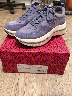 Tory Burch Lavender Suede Platform Sneakers